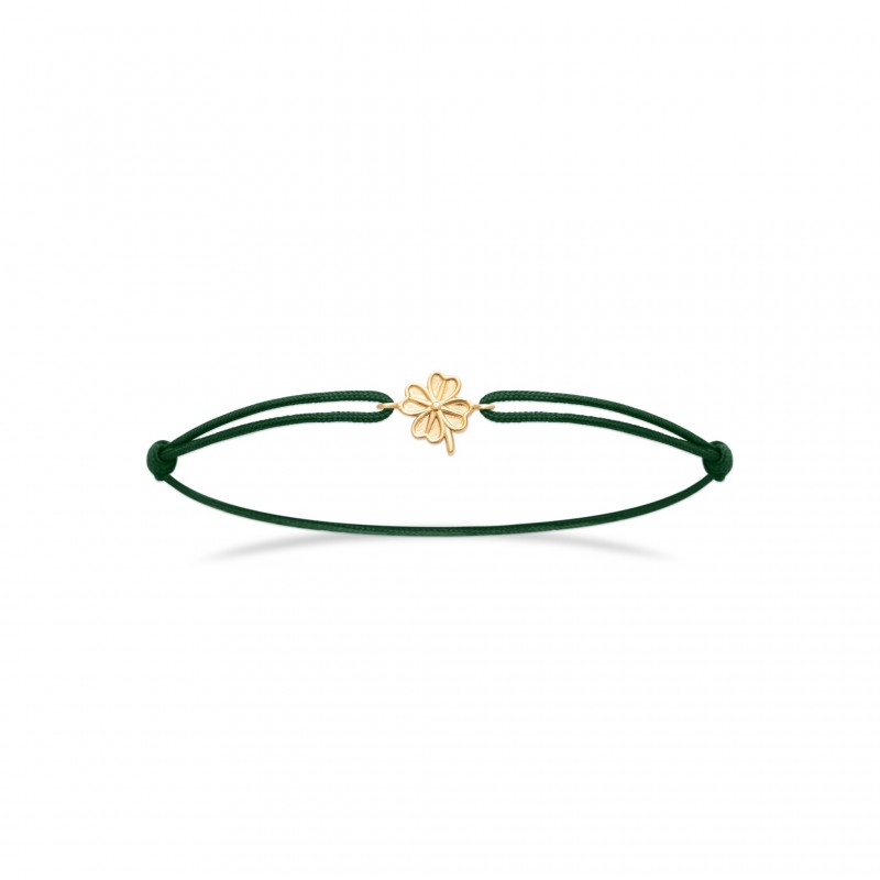 Bracelet Coque de Nacre Plaqué Or 750 Cordon vert 99600418
