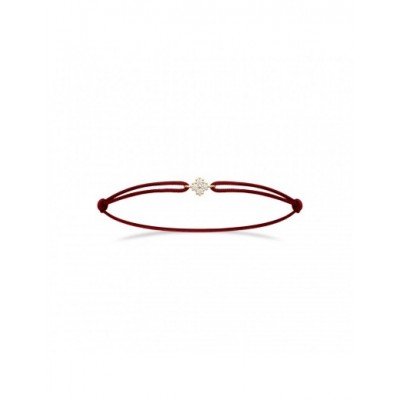 Bracelet Coque de Nacre Plaqué Or 750 Cordon bordeaux et Oxydes de zirconium 99401218