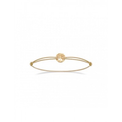 Bracelet Coque de Nacre Plaqué Or 750 Cordon beige 99300318