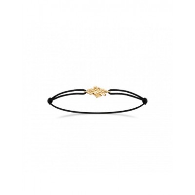 Bracelet Coque de Nacre Plaqué Or 750 Cordon noir et Oxydes de zirconium 99201518