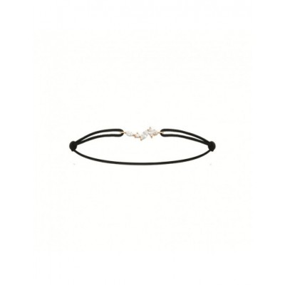 Bracelet Coque de Nacre Plaqué Or 750 Cordon noir et Oxydes de zirconium 99200918