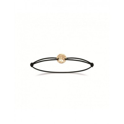 Bracelet Coque de Nacre Plaqué Or 750 Cordon noir 99200318