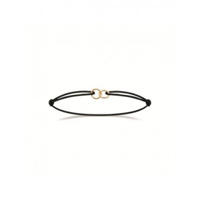 Bracelet Coque de Nacre Plaqué Or 750 Cordon noir 99200218