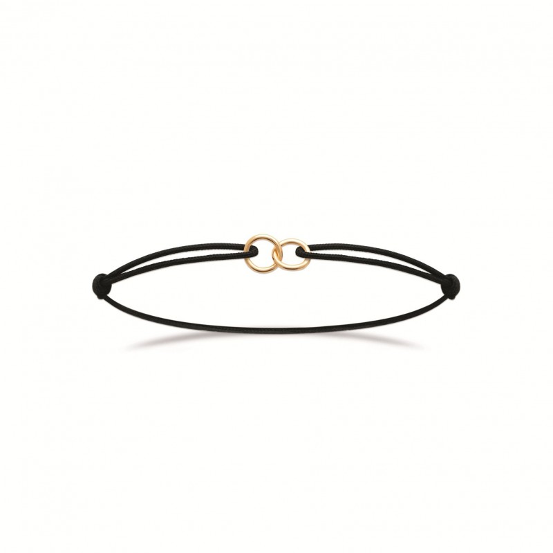 Bracelet Coque de Nacre Plaqué Or 750 Cordon noir 99200218