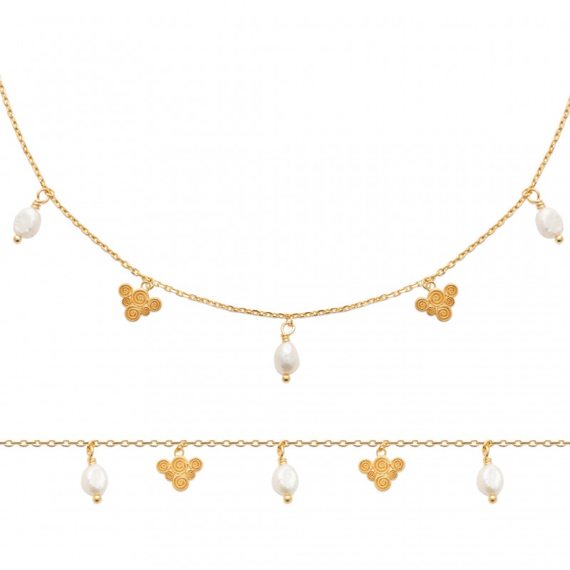 Collier Coque de Nacre Plaqué Or 750 et Perles de culture 97424745