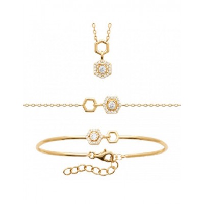 Bracelet Jonc Coque de Nacre Plaqué Or 750 et Oxydes de zirconium 97418258