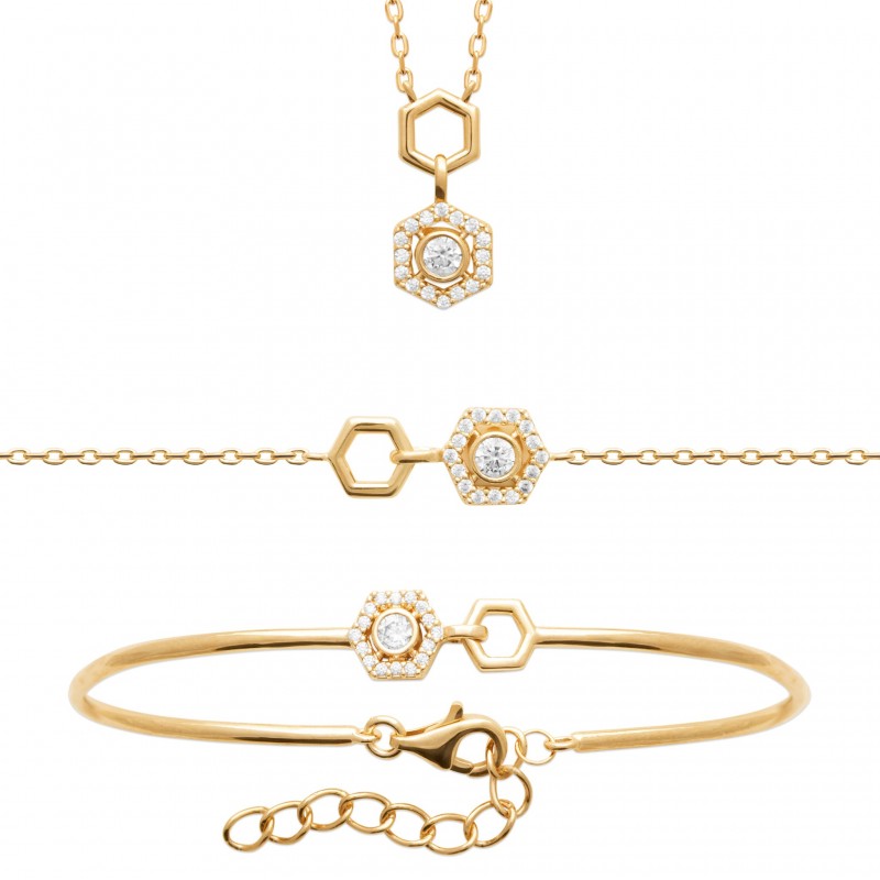 Collier Coque de Nacre Plaqué Or 750 et Oxydes de zirconium 97418245