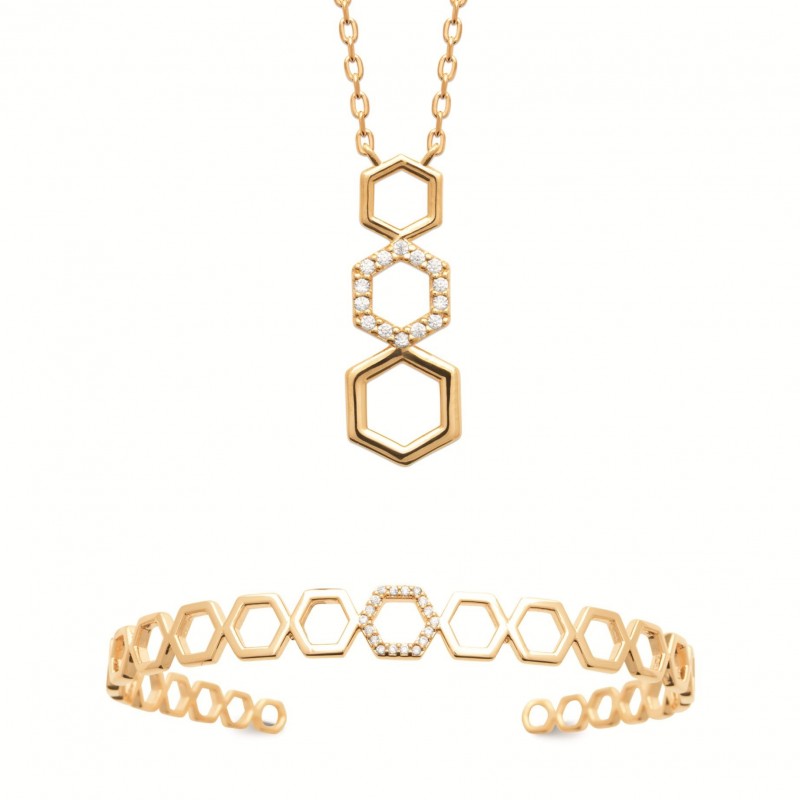 Collier Coque de Nacre Plaqué Or 750 et Oxydes de zirconium 97418145
