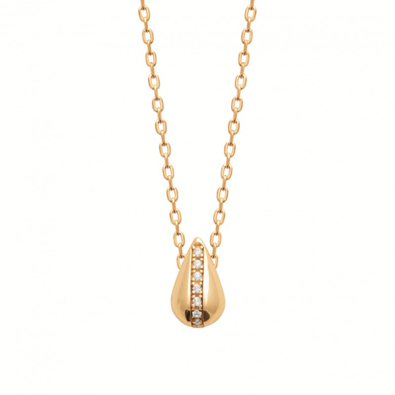 Collier Coque de Nacre Plaqué Or 750 et Oxydes de zirconium 97416345