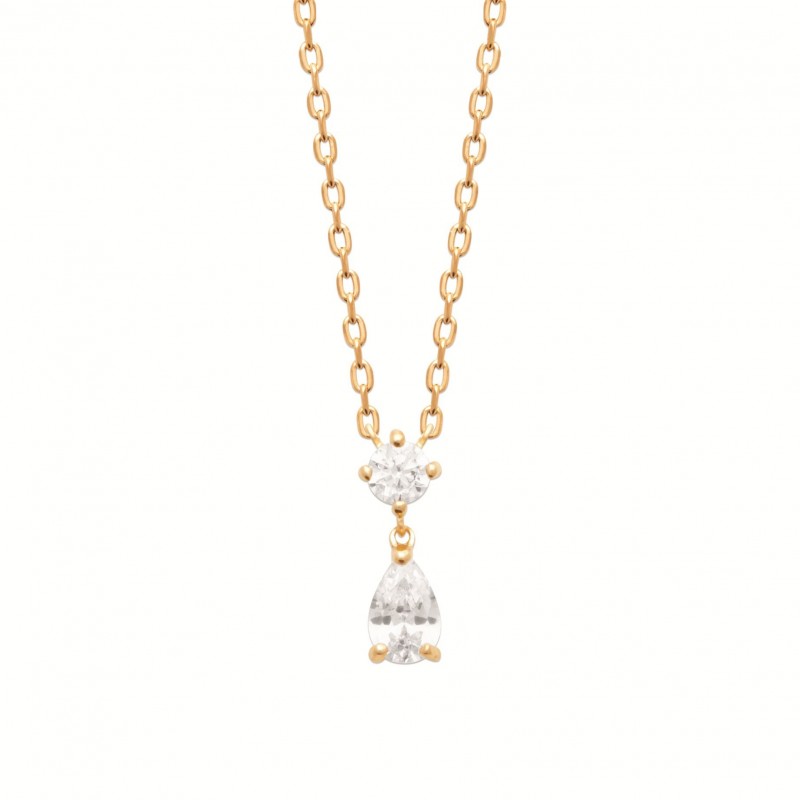 Collier Coque de Nacre Plaqué Or 750 et Oxydes de zirconium 97411145