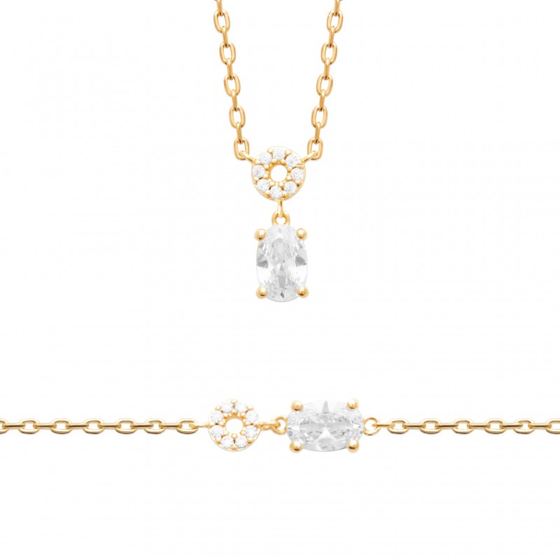Collier Coque de Nacre Plaqué Or 750 et Oxydes de zirconium 97410845