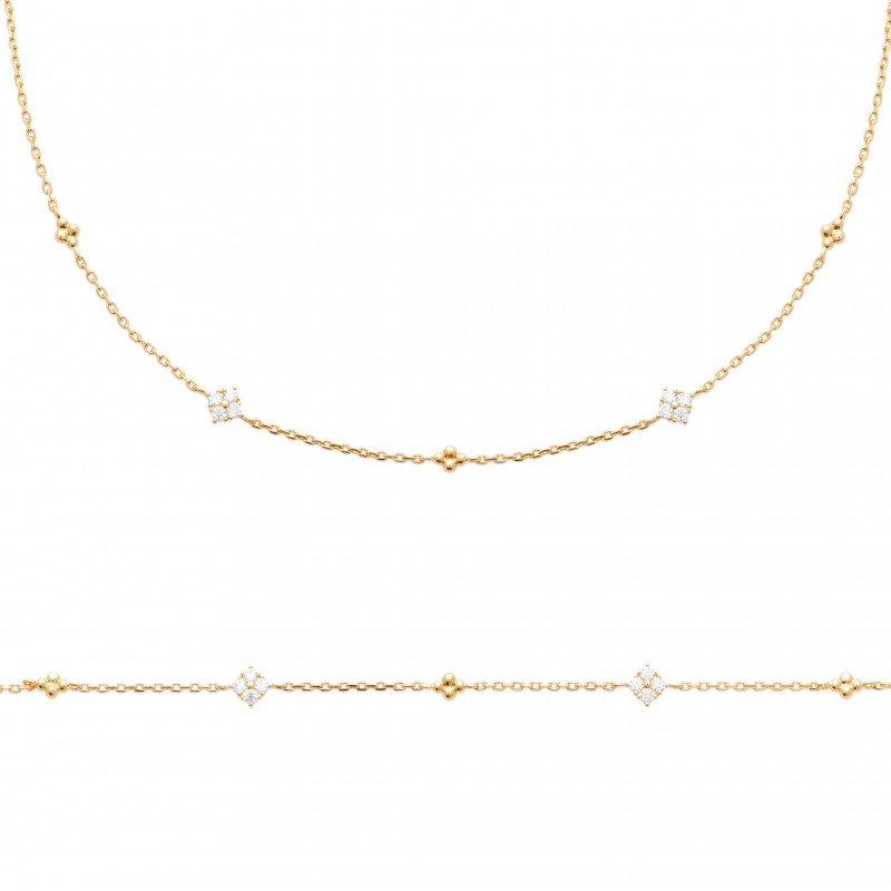 Collier Coque de Nacre Plaqué Or 750 et Oxydes de zirconium 97409745