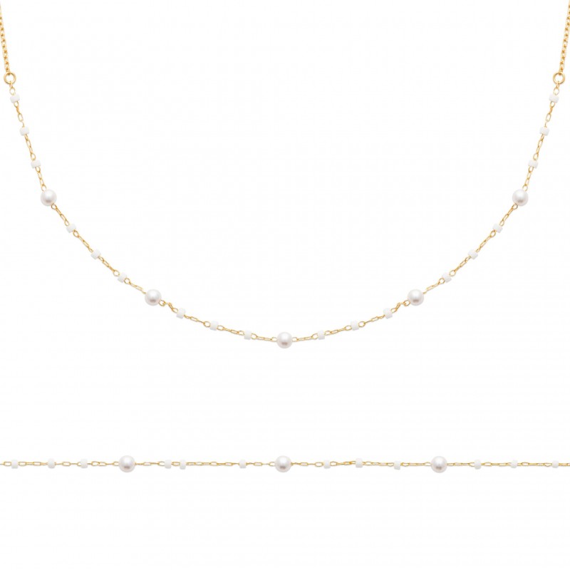 Bracelet Coque de Nacre Plaqué Or 750 et Perles d'imitation 97407618