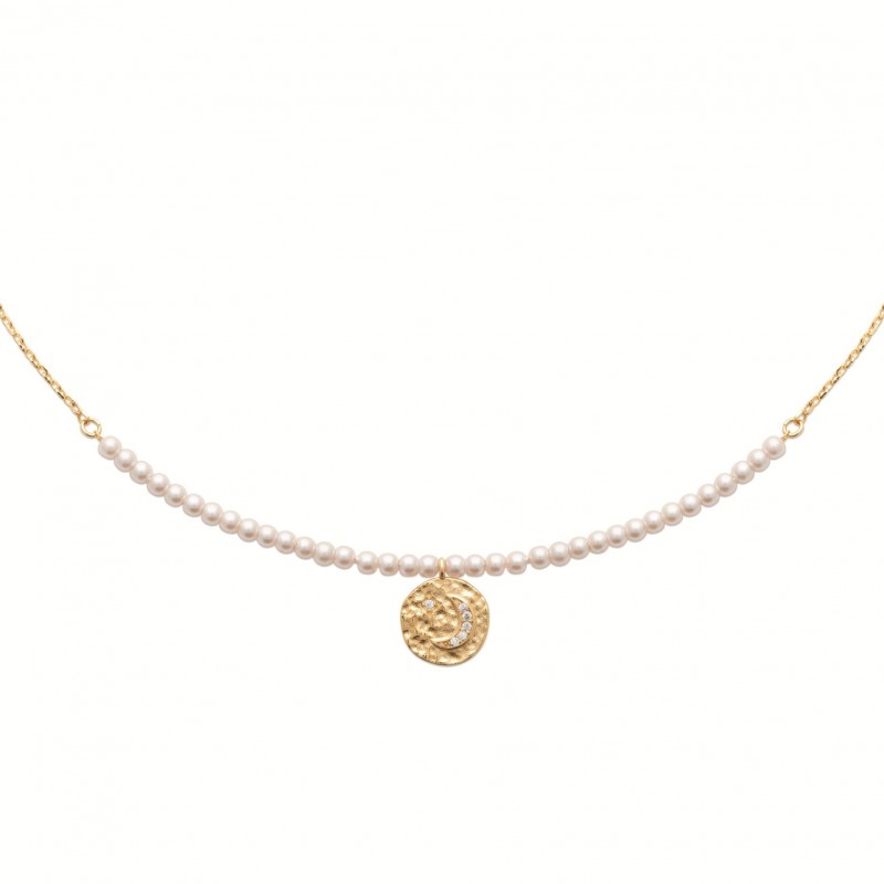 Collier Coque de Nacre Plaqué Or 750 et Oxydes de zirconium 97406645