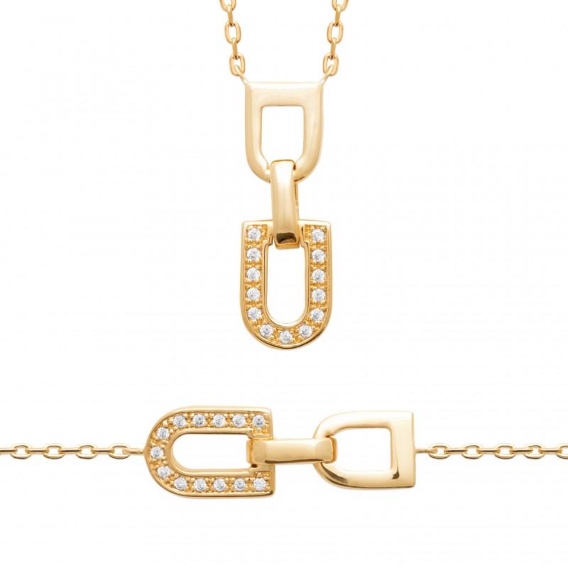 Collier Coque de Nacre Plaqué Or 750 et Oxydes de zirconium 97405445
