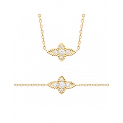 Collier Coque de Nacre Plaqué Or 750 et Oxydes de zirconium 97405245