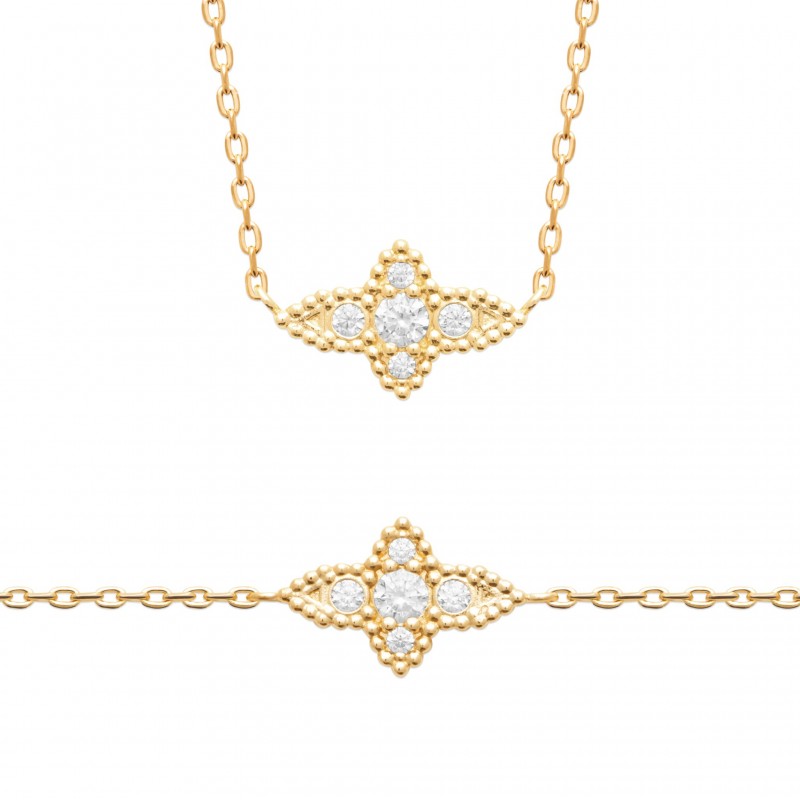 Collier Coque de Nacre Plaqué Or 750 et Oxydes de zirconium 97405245