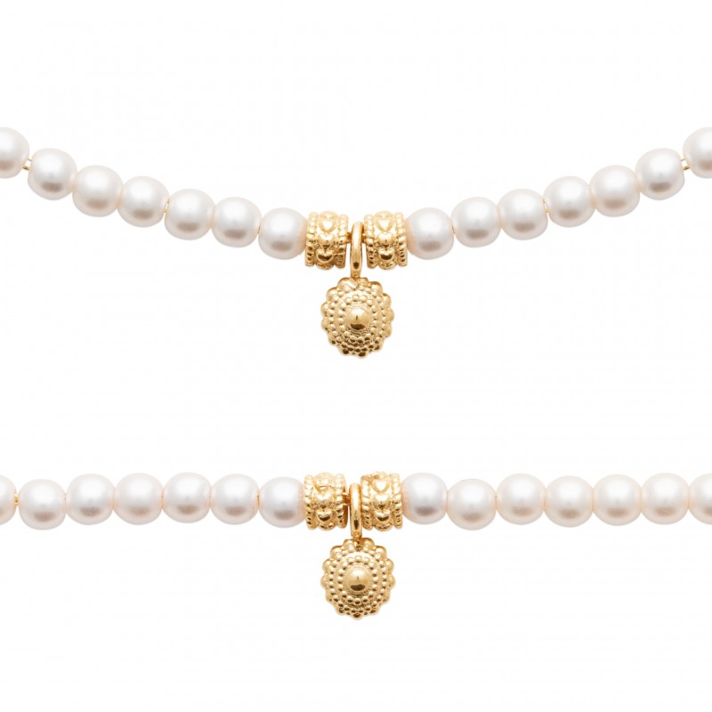 Collier Coque de Nacre Plaqué Or 750 et Perles d'imitation 97403945