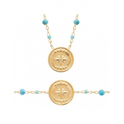Collier Coque de Nacre Plaqué Or 750 et Apatite 97401645