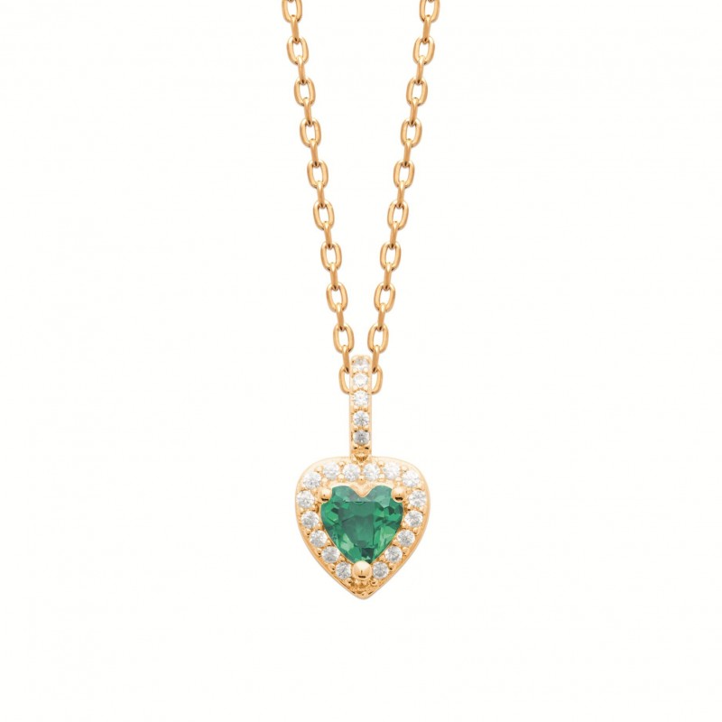 Collier Coque de Nacre Plaqué Or 750, Oxydes de zirconium et pierre colorée 97398845