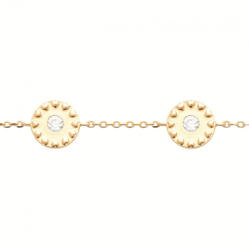 Bracelet Coque de Nacre Plaqué Or 750 et Oxydes de zirconium 97392018