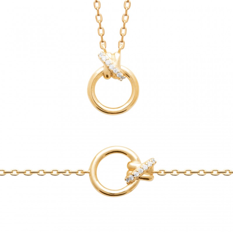 Bracelet Coque de Nacre Plaqué Or 750 et Oxydes de zirconium 97391818