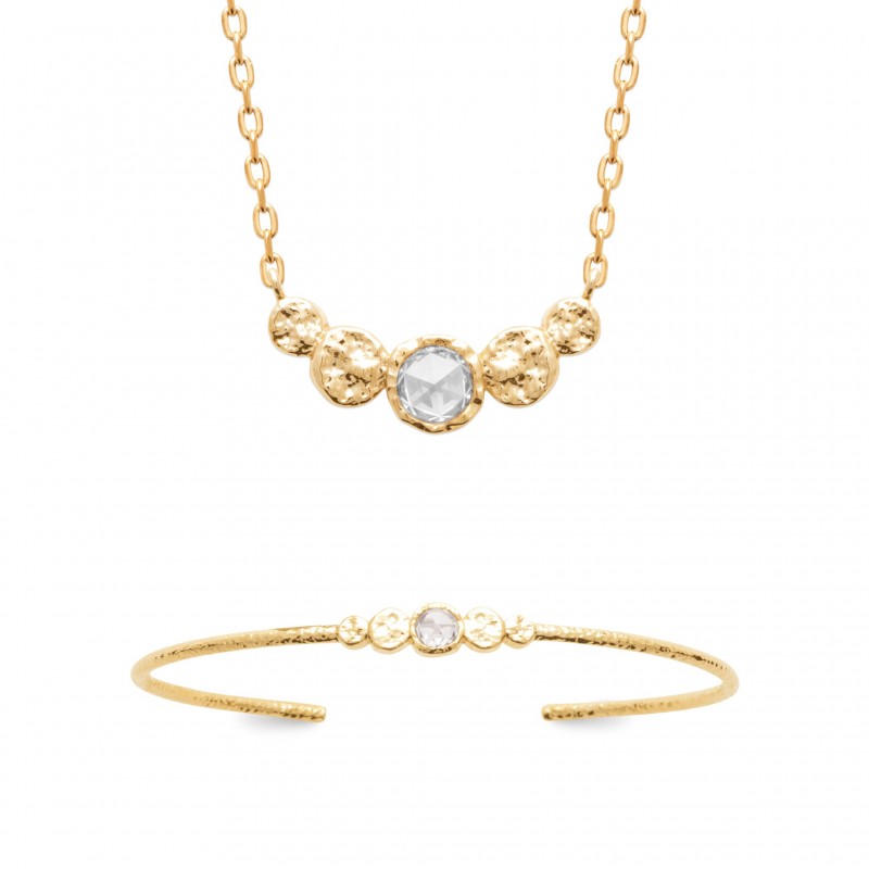 Collier Coque de Nacre Plaqué Or 750 et Oxydes de zirconium 97388745