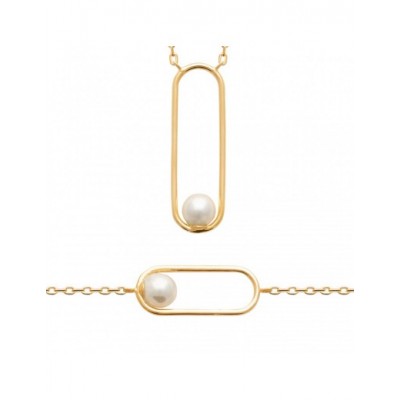 Collier Coque de Nacre Plaqué Or 750 et Perles d'imitation 97387845
