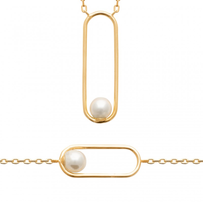 Collier Coque de Nacre Plaqué Or 750 et Perles d'imitation 97387845