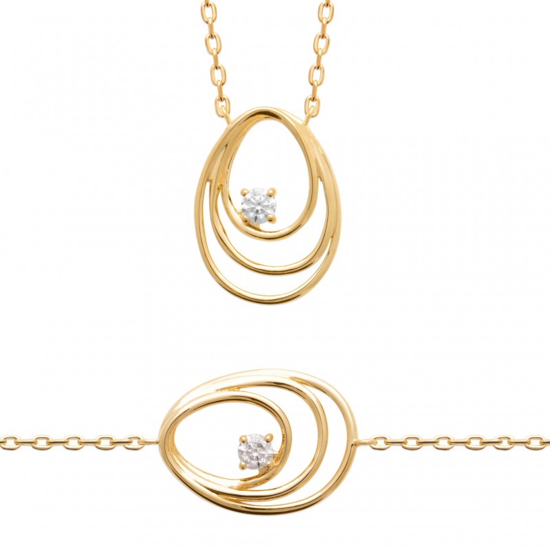 Collier Coque de Nacre Plaqué Or 750 et Oxydes de zirconium 97387245