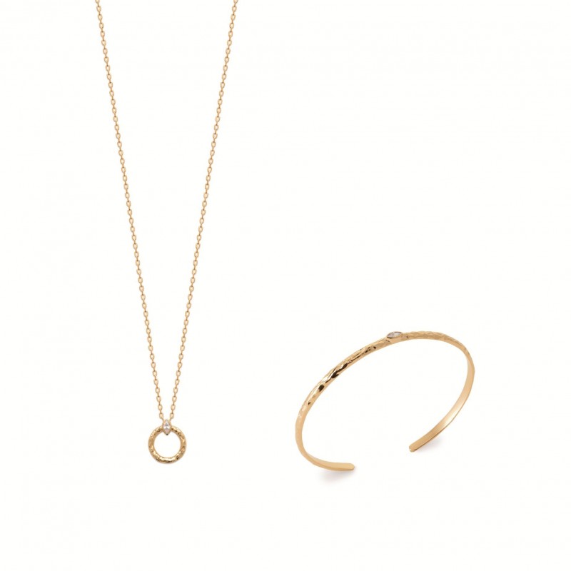 Collier Coque de Nacre Plaqué Or 750 et Oxydes de zirconium 97381945
