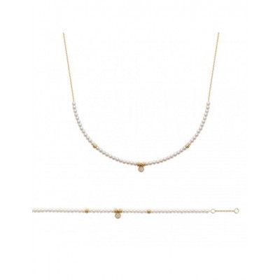 Collier Coque de Nacre Plaqué Or 750, Oxydes de zirconium et Perles d'imitation 97380145