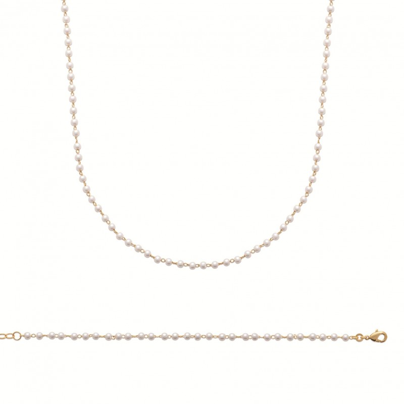 Bracelet Coque de Nacre Plaqué Or 750 et Perles d'imitation 97373718