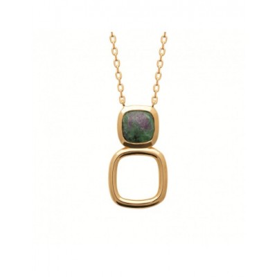 Collier Coque de Nacre Plaqué Or 750 et Rubis zoïsite 97369645