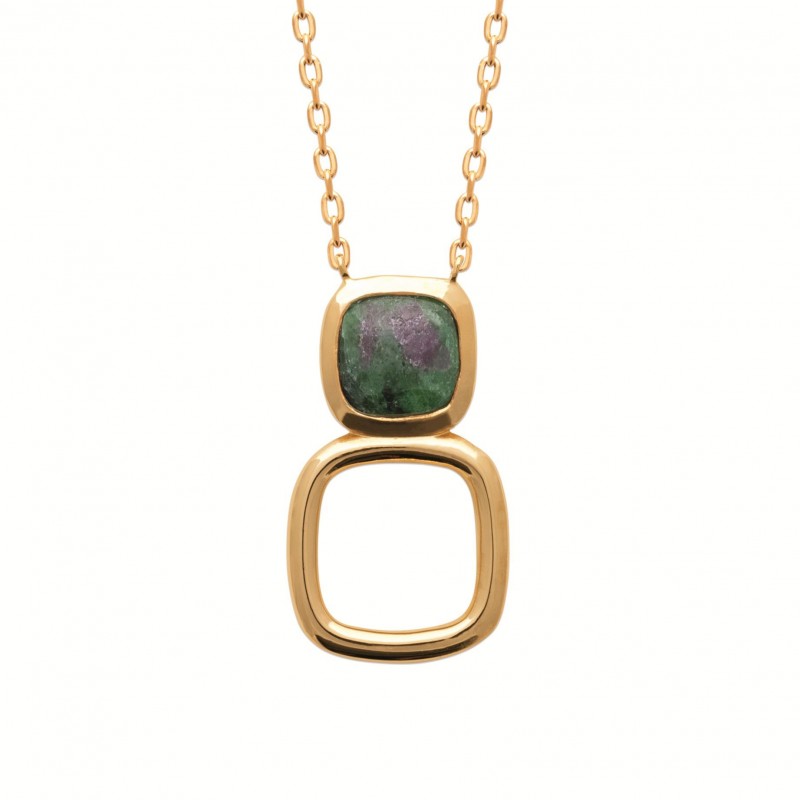 Collier Coque de Nacre Plaqué Or 750 et Rubis zoïsite 97369645