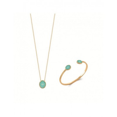 Collier Coque de Nacre Plaqué Or 750 et Amazonite 97358345