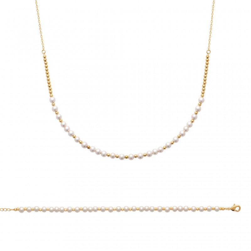 Collier Coque de Nacre Plaqué Or 750 et Perles d'imitation 97343045