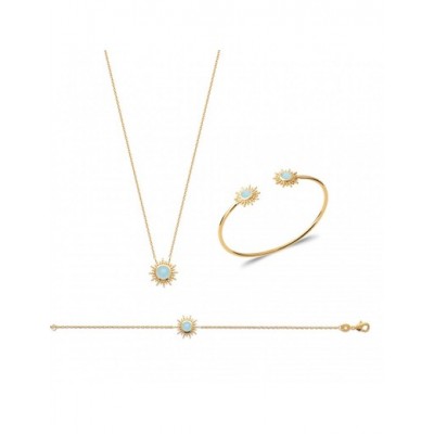 Collier Coque de Nacre Plaqué Or 750 et Agate bleue 97329145