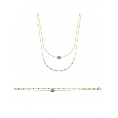 Collier Coque de Nacre Plaqué Or 750 et Quartzite vert 97323545