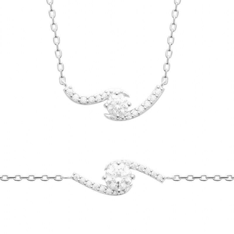 Bracelet Coque de Nacre Argent 925 rhodié et Oxydes de zirconium 87411718