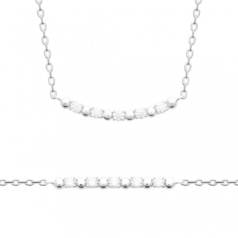 Bracelet Coque de Nacre Argent 925 rhodié et Oxydes de zirconium 87411218