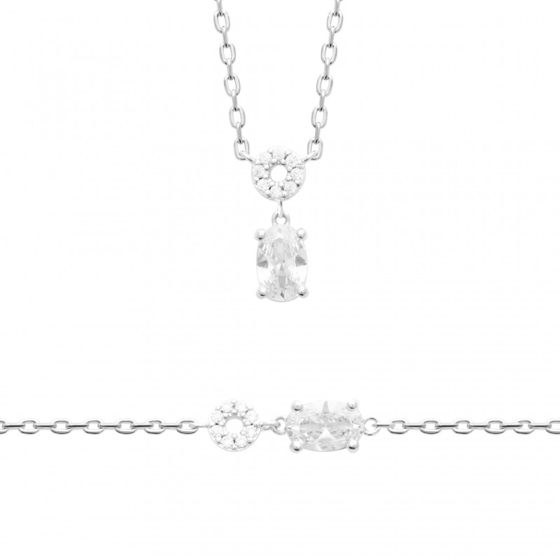 Collier Coque de Nacre Argent 925 rhodié et Oxydes de zirconium 87410845