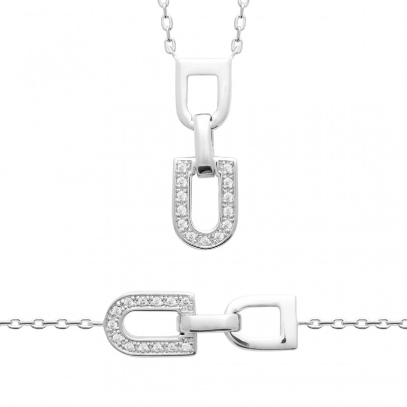 Collier Coque de Nacre Argent 925 rhodié et Oxydes de zirconium 87405445