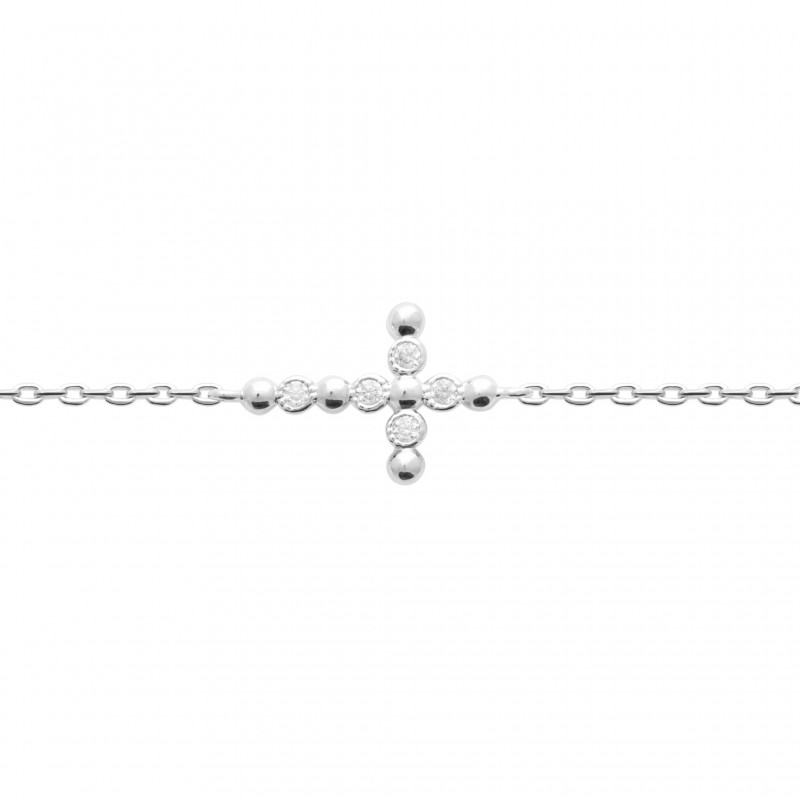 Bracelet Coque de Nacre Argent 925 rhodié et Oxydes de zirconium 87394618