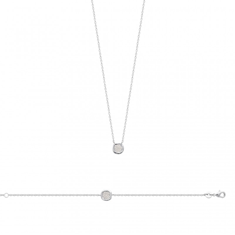 Collier Coque de Nacre Argent 925 rhodié et Oxydes de zirconium 87363345