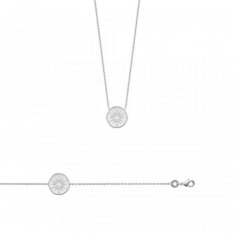 Collier Coque de Nacre Argent 925 rhodié et Oxydes de zirconium 87314545