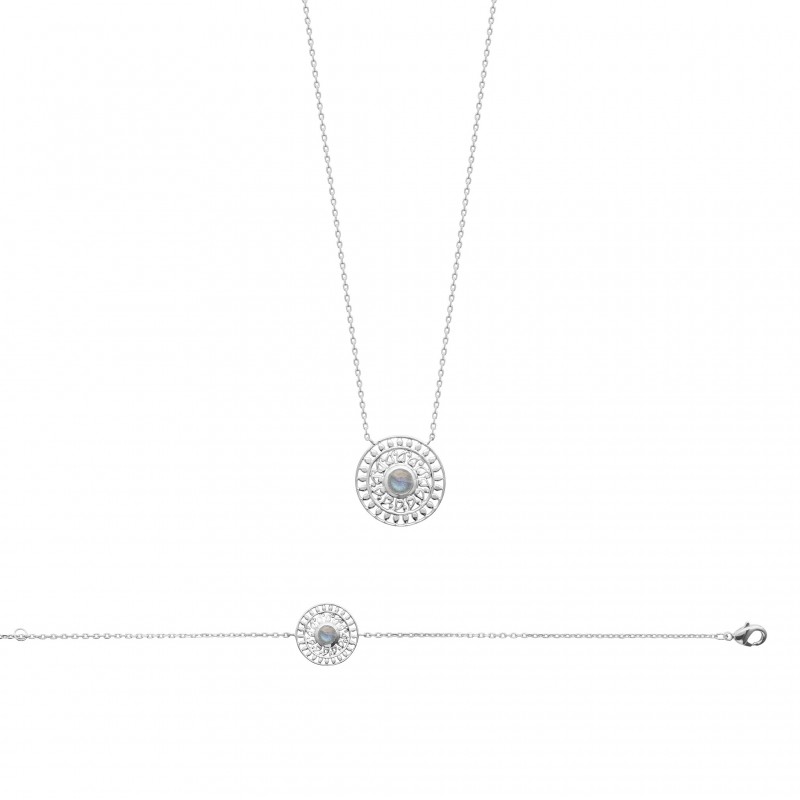 Collier Coque de Nacre Argent 925 rhodié et Labradorite 87310045