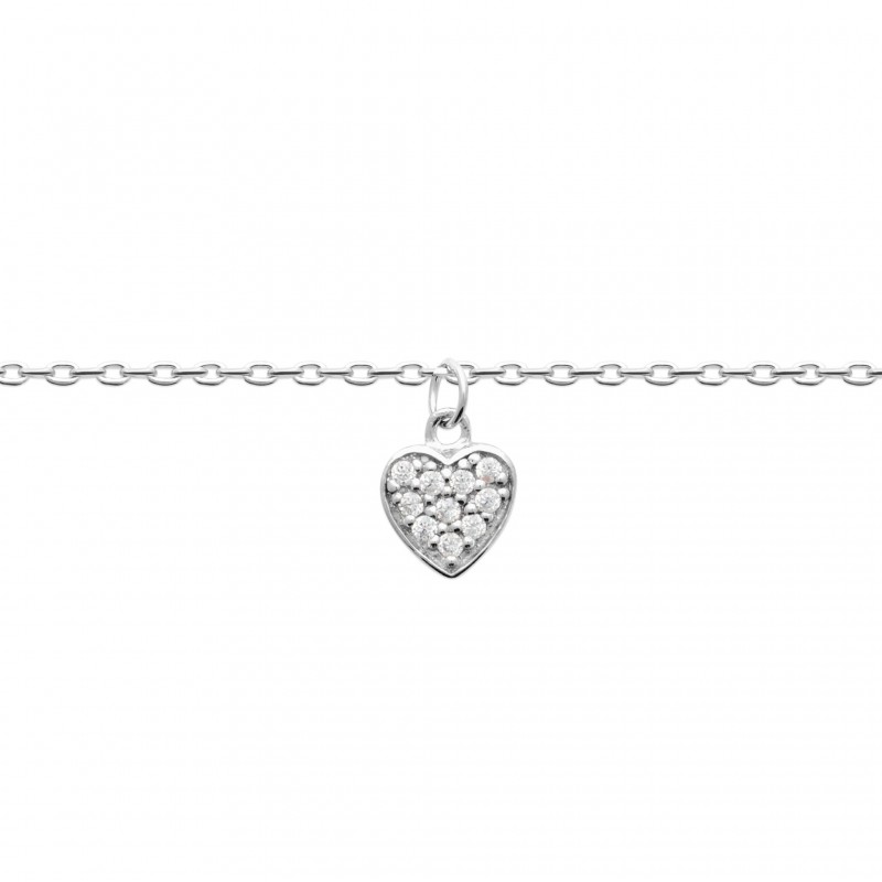 Chaîne de cheville Coque de Nacre Argent 925 rhodié et Oxyde de zirconium 82001725