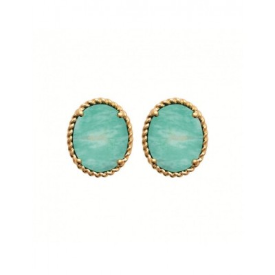 Boucles d'oreilles Coque de Nacre Plaqué Or et Amazonite 23001360