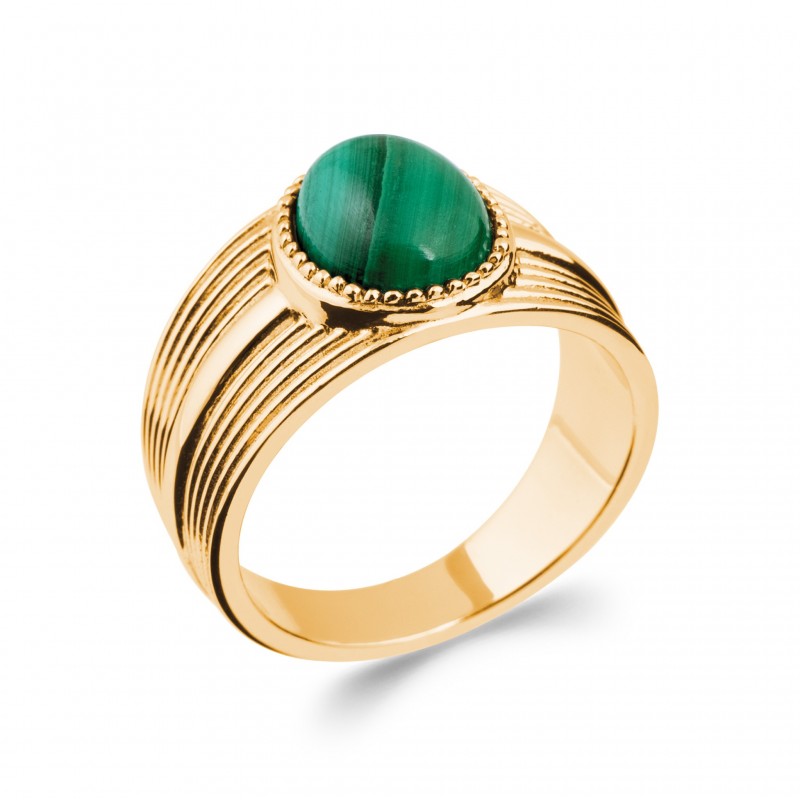 Bague Coque de Nacre Plaqué Or et Malachite 2286050